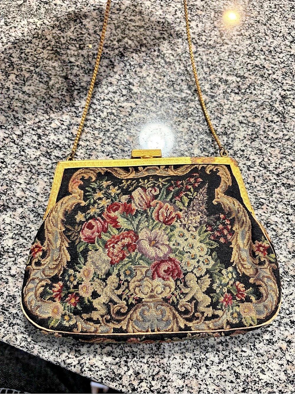 Avon Floral Needlepoint Evening Bag
